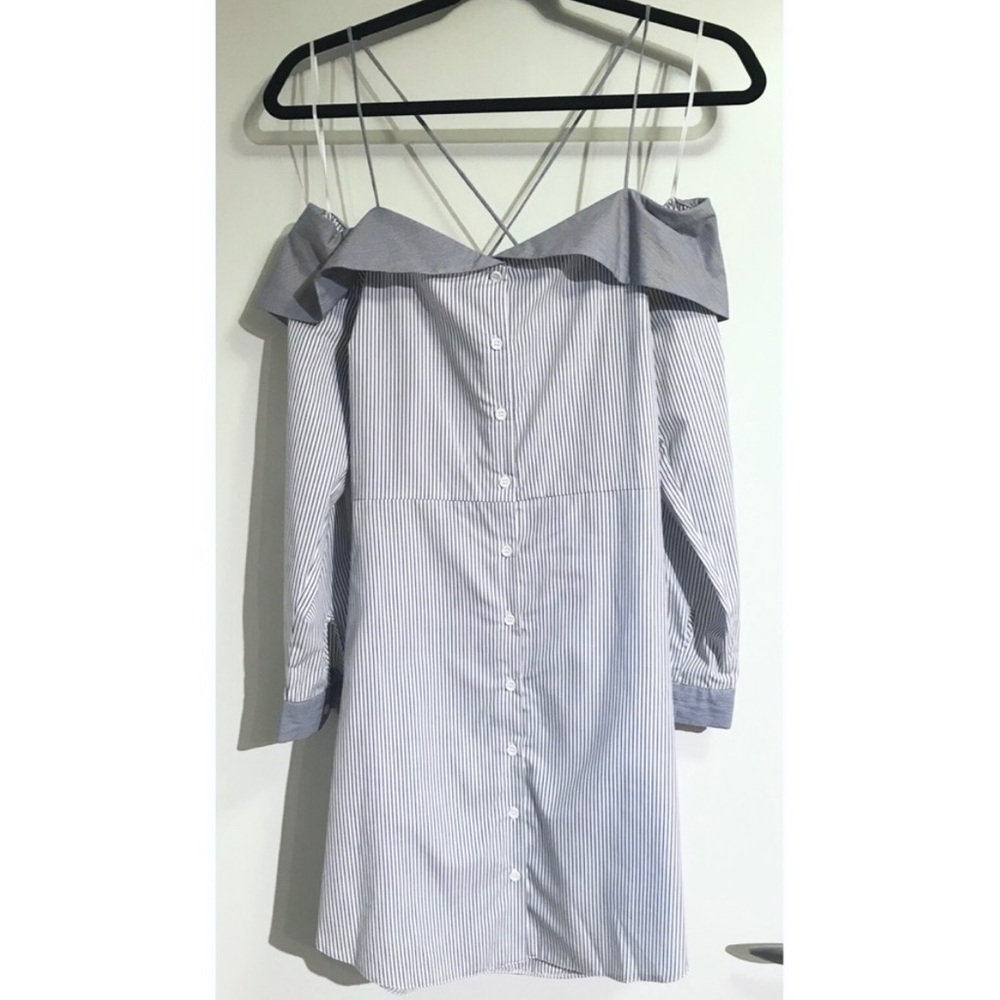 🆕 NWT Topshop Stripe Bardot Shirt Dress - Picture 9 of 10